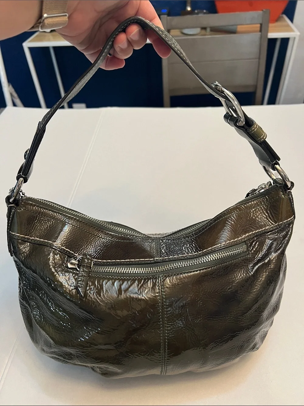 COACH CLASSIC GREEN PATENT LEATHER HOBO BAG PURSE NEW WITH TAGS